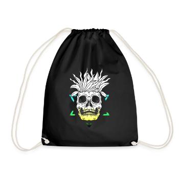 Skeleton Skeleton Skater bone Skull skeleton head - Drawstring Bag - black - Front