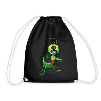 Praying mantis wearing tang outfit doing tai chi - Drawstring Bag - black - Front