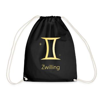 Sternzeichen Zwilling - Turnbeutel - Schwarz - Vorne