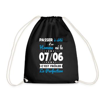 Anniversaire - Né le 7 Juin Frôler perfection - Sac de sport léger - noir - Devant