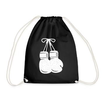 Boxhandschuhe weiß - Turnbeutel - Schwarz - Vorne