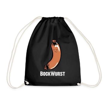 Bockwurst, Augsburger, Knackwurst oder Brühwurst - Turnbeutel - Schwarz - Vorne