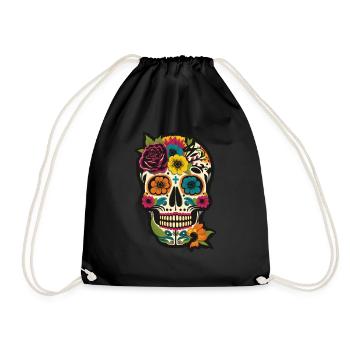 Dia De Los Muertes Flower Design - Turnbeutel - Schwarz - Vorne