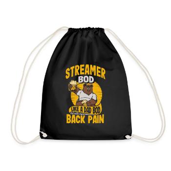 Streamer Bod Like A Dad Bod Content Creator Funny - Drawstring Bag - black - Front