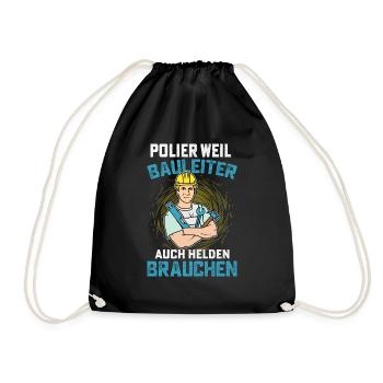 Polier Bauleiter Baustelle - Turnbeutel - Schwarz - Vorne