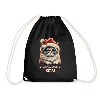 Cooles Miau zu Weihnachten - Turnbeutel - Schwarz - Vorne