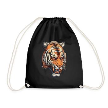Tiger tattoo Japanese style - Drawstring Bag - black - Front