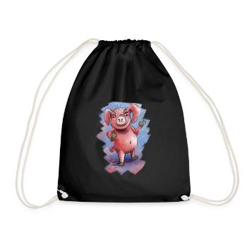 Grincheux drôle cochon - Sac de sport léger - noir - Devant