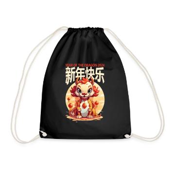 Année du Dragon Joyeux Nouvel An Chinois 2024 - Sac de sport léger - noir - Devant