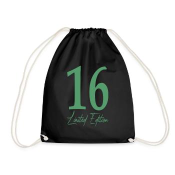 16. Geburtstag Geschenkidee Sixteen - Turnbeutel - Schwarz - Vorne