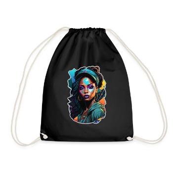 Afro Frau - Schönheit - Turnbeutel - Schwarz - Vorne