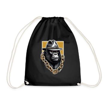 Gorilla mit Goldkette - Turnbeutel - Schwarz - Vorne