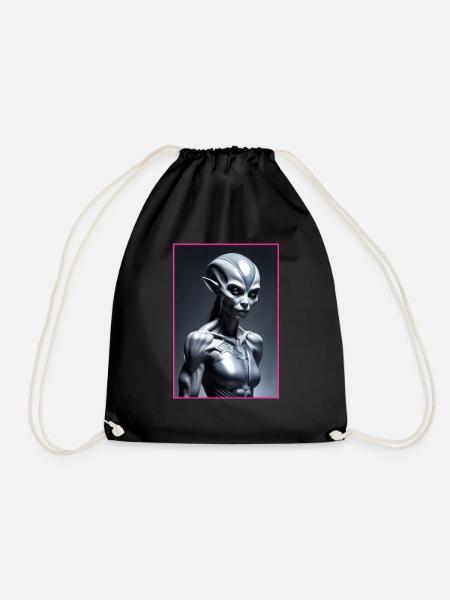 Alien woman - Drawstring Bag - black
