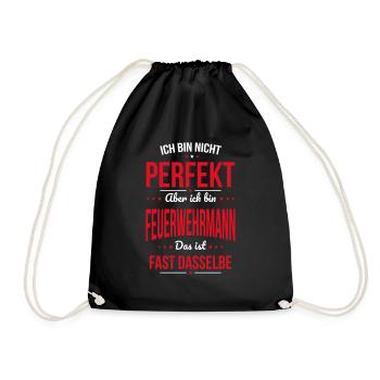 I'm not perfect, but I'm a firefighter - Drawstring Bag - black - Front