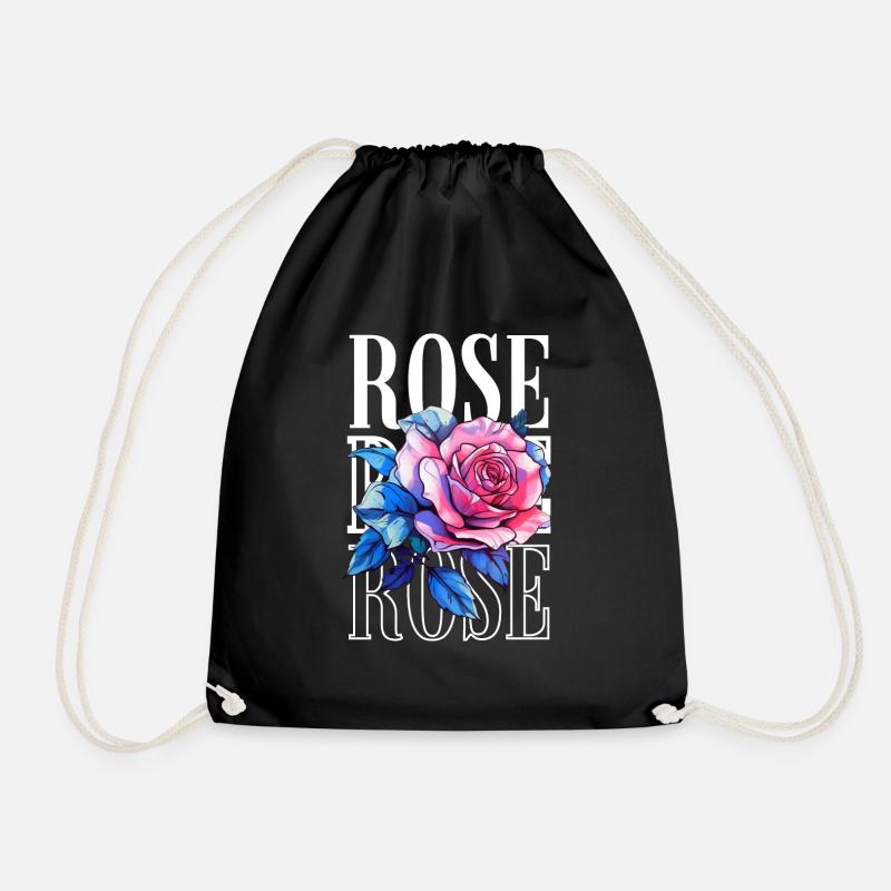 Roses Flower - Rose - Drawstring Bag - black
