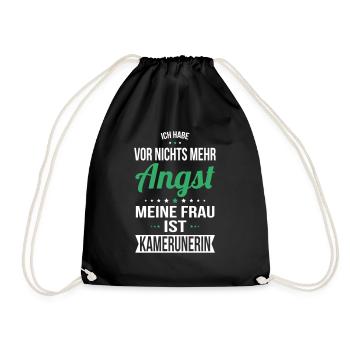 My wife is Cameroonian - gift idea humor - Drawstring Bag - black - Front