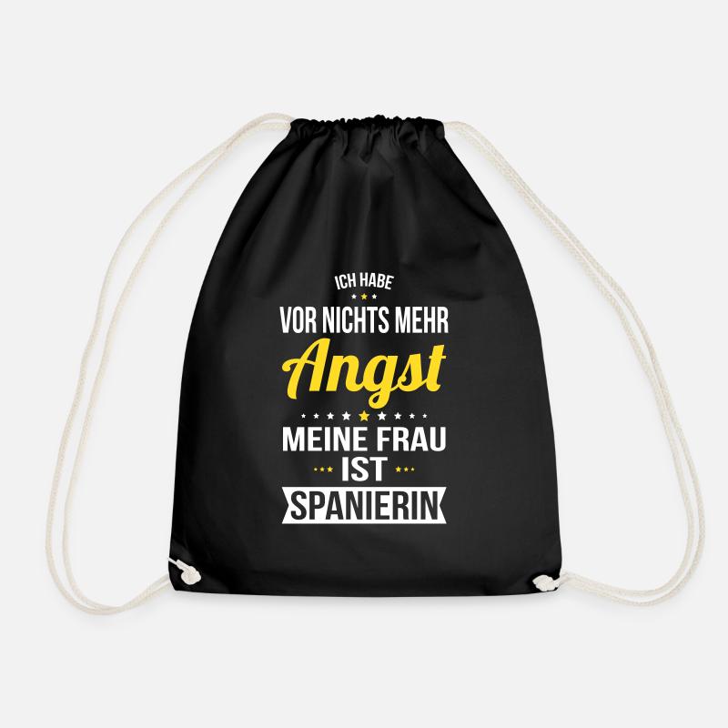 My Wife Is Spanish - Gift Idea Humor - Drawstring Bag - black