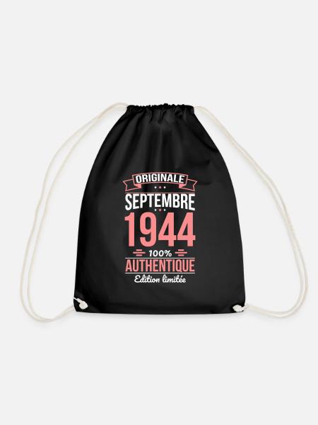 Anniversaire 80 ans - Originale - Septembre 1944 - Sac de sport léger - noir