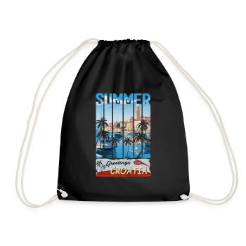 Croatia hrvatska kroatien hrv hr travel Zadar - Drawstring Bag - black - Front