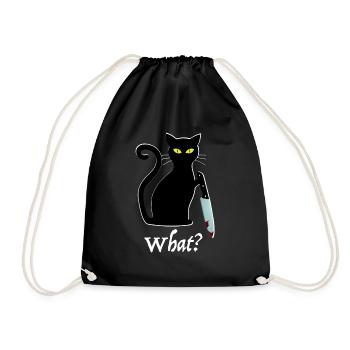 What | Killer Cat, Cat Love, Funny Pictures - Drawstring Bag - black - Front