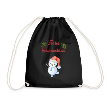 Frohe Weihnachten - Turnbeutel - Schwarz - Vorne
