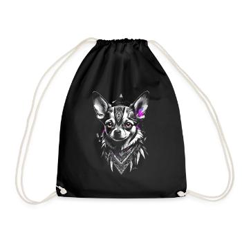 Geometrischer Chihuahua Hund Grau Rosa - Turnbeutel - Schwarz - Vorne