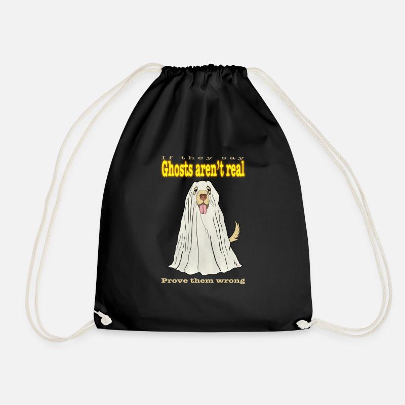 Dog Disguise Ghost Funny Saying - Drawstring Bag - black