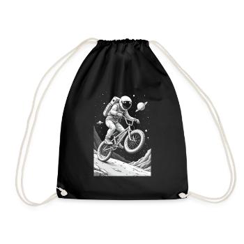 bmx astronaut - Drawstring Bag - black - Front