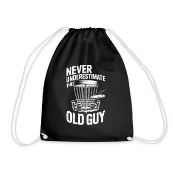 Never Underestimate the old guy disc golfing - Turnbeutel - Schwarz - Vorne
