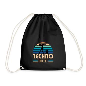 "Techno Mutti" für alle dancing & raving Mamas - Turnbeutel - Schwarz - Vorne