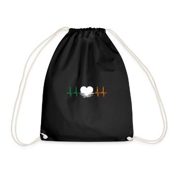 Ireland Flag Heart ECG Dublin Irish EU IRL - Drawstring Bag - black - Front