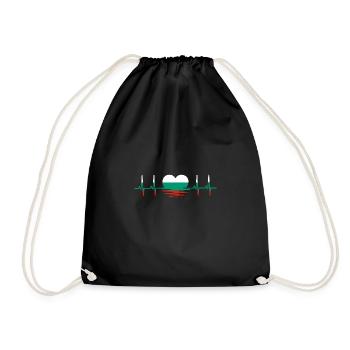 Bulgaria flag heartbeat EKG heartbeat heart - Drawstring Bag - black - Front