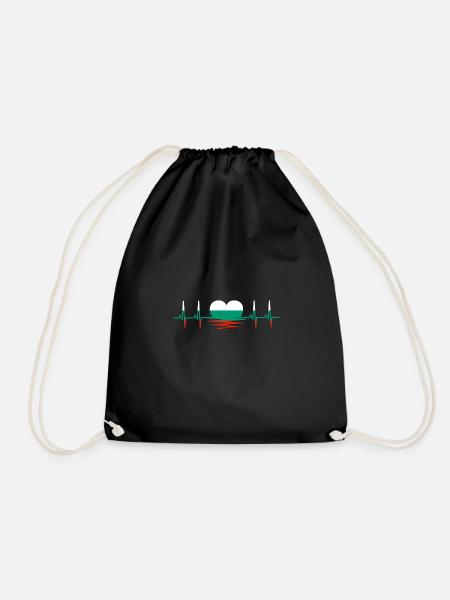 Bulgarien Flagge Herzschlag EKG Heartbeat Herz - Turnbeutel - Schwarz
