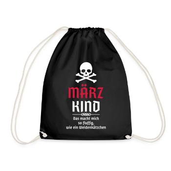 Märzkind - Sternzeichen Widder - Sternzeichen Fisc - Turnbeutel - Schwarz - Vorne