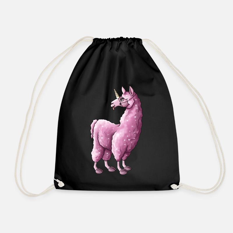 Pinkes Lama llama Einhorn Illustration - Turnbeutel - Schwarz