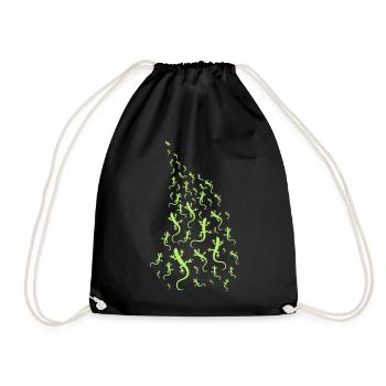 Lizards chasing a dragonfly - Drawstring Bag - black - Front