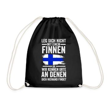 Finnland Finne Finnisches - Turnbeutel - Schwarz - Vorne