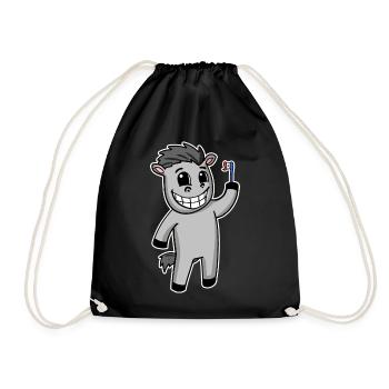 Horse with toothbrush - Drawstring Bag - black - Front