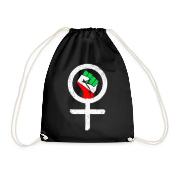 Feministisches Symbol + Iranische Flagge - Turnbeutel - Schwarz - Vorne
