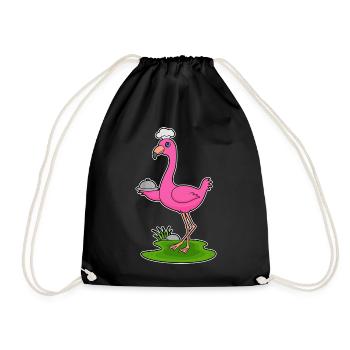 Flamingo Koch Servierglocke Kochen - Turnbeutel - Schwarz - Vorne