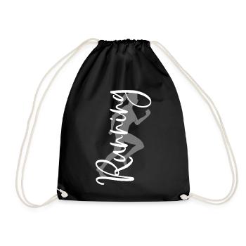 Running Sport Woman Runner Running Running Jogging - Drawstring Bag - black - Front