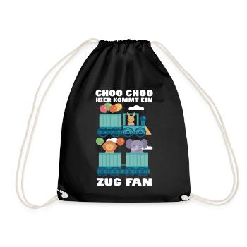CHOO CHOO HIER KOMMT EIN ZUG FAN Eisenbahn Tiere - Turnbeutel - Schwarz - Vorne