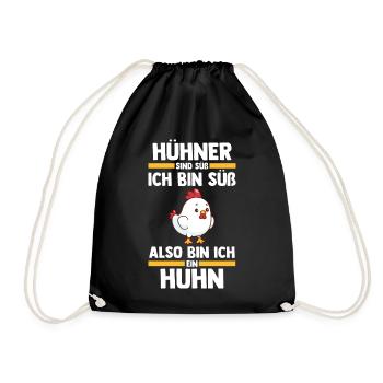 Huhn Landwirt Bauernhof Hühner - Turnbeutel - Schwarz - Vorne