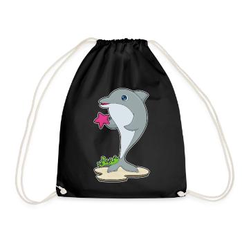Dolphin Starfish - Drawstring Bag - black - Front