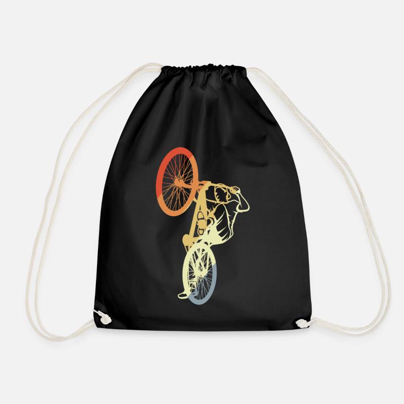 Vintage BMX rider - Drawstring Bag - black