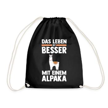 Alpaka - Turnbeutel - Schwarz - Vorne