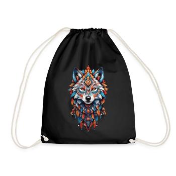 spirituel du loup Mandala et plumes indiennes - Sac de sport léger - noir - Devant