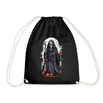 Grim Reaper's Dark Halloween Skeleton Mystery - Drawstring Bag - black - Front