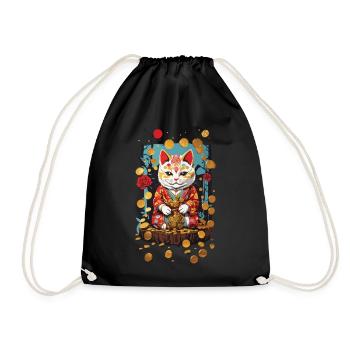 Chat porte-bonheur japonais design de chat esthétique - Sac de sport léger - noir - Devant
