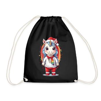 Magisches Weihnachtseinhorn Winter Einhorn Design - Turnbeutel - Schwarz - Vorne